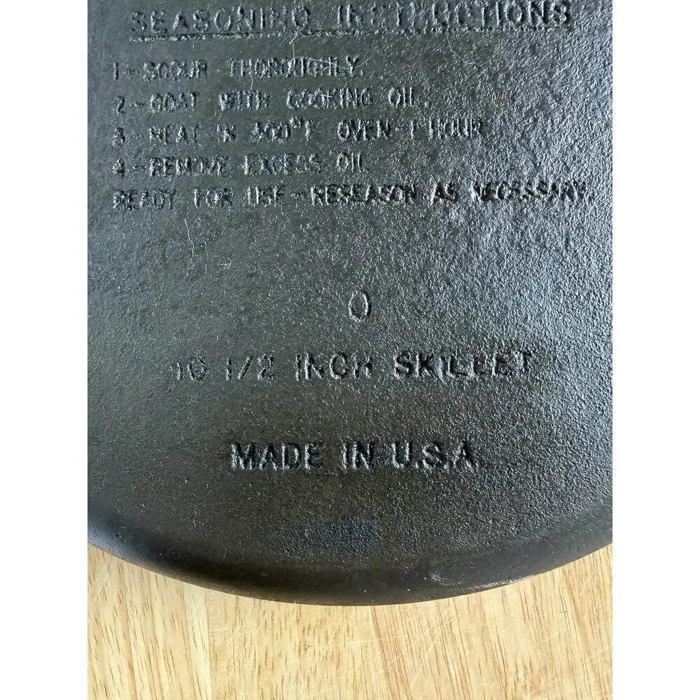 Wagner’s 1891 Original 10.5” Cast Iron Skillet Made in USA No Rock No Spin